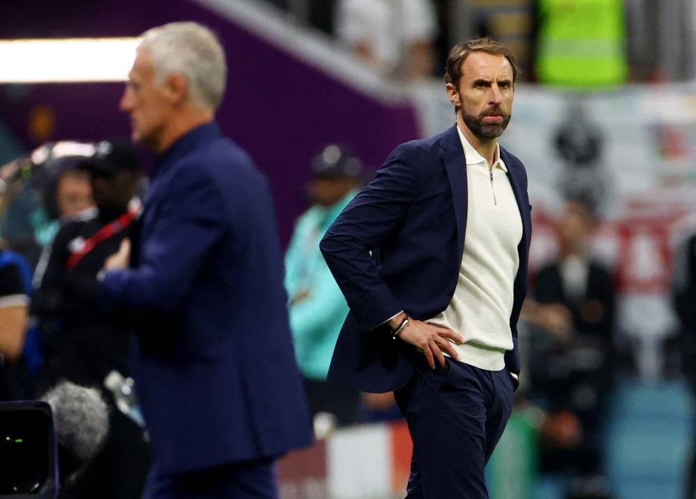 England manager Gareth Southgate looks on during the match against France at the Al Bayt Stadium, Al Khor December 10, 2022. — Reuters pic