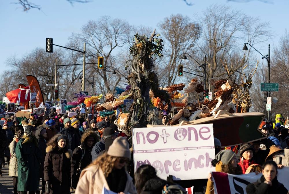 Activists dressed as birds and trees rally for nature at COP15 in ...