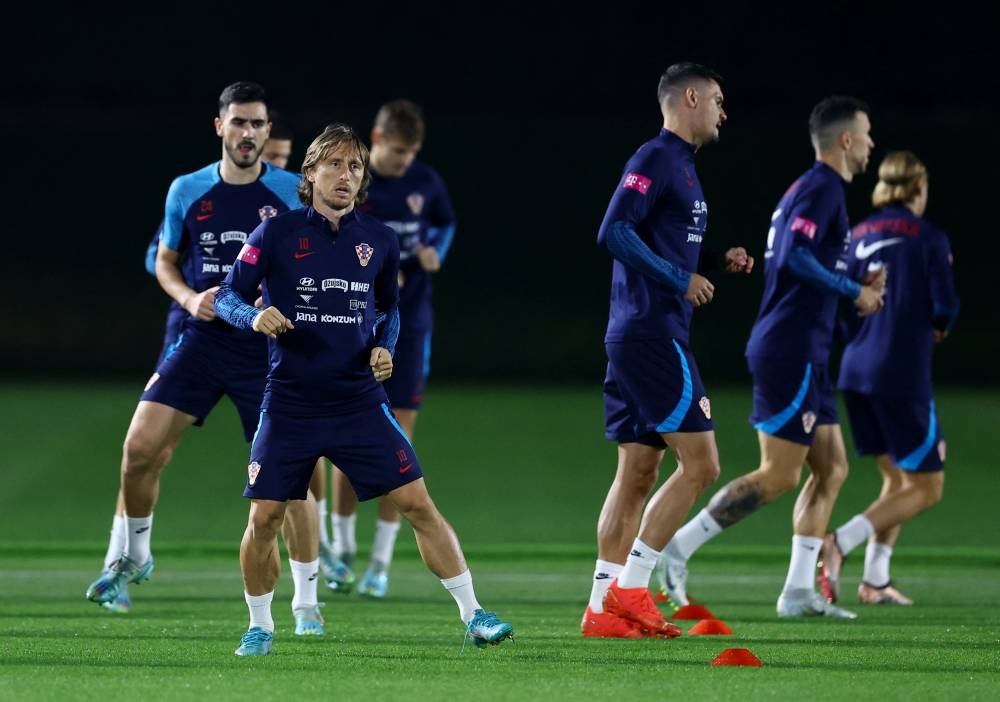 Croatia's Luka Modric during training at the Al Erssal Training Site 3, Doha December 11, 2022. — Reuters pic
