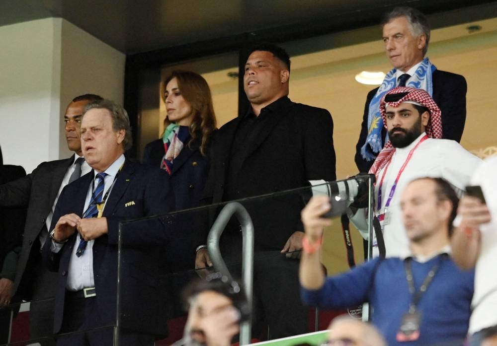 Former Brazil player Ronaldo in the stands before the match between Croatia and Brazil at the Education City Stadium, Doha December 9, 2022. — Reuters pic