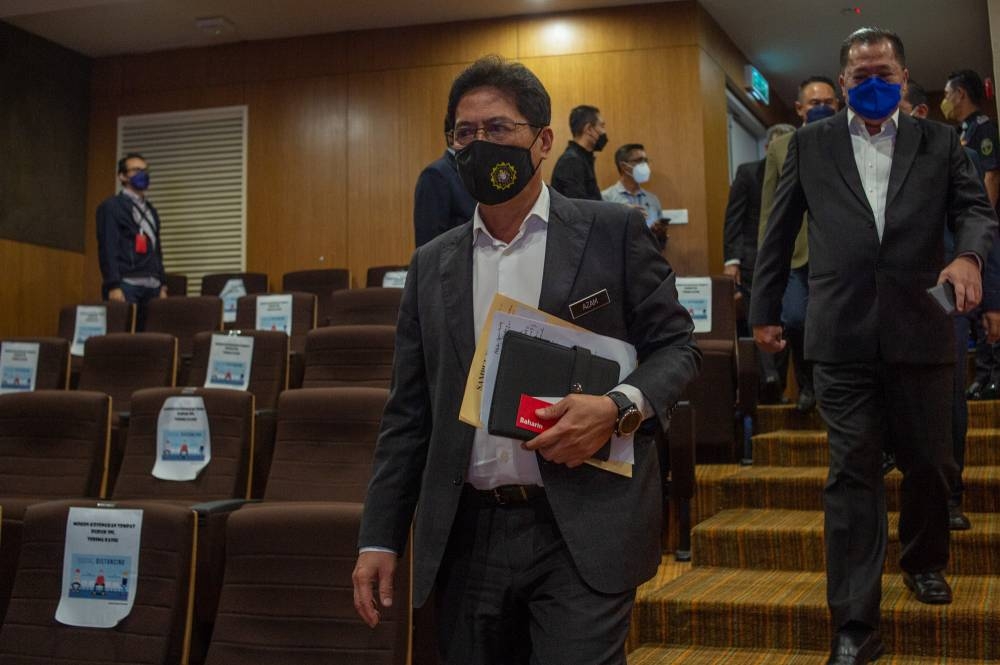 Malaysian Anti-Corruption Commission Chief Commissioner Tan Sri Azam Baki attends a press conference in Putrajaya March 1, 2022. — Picture by Shafwan Zaidon