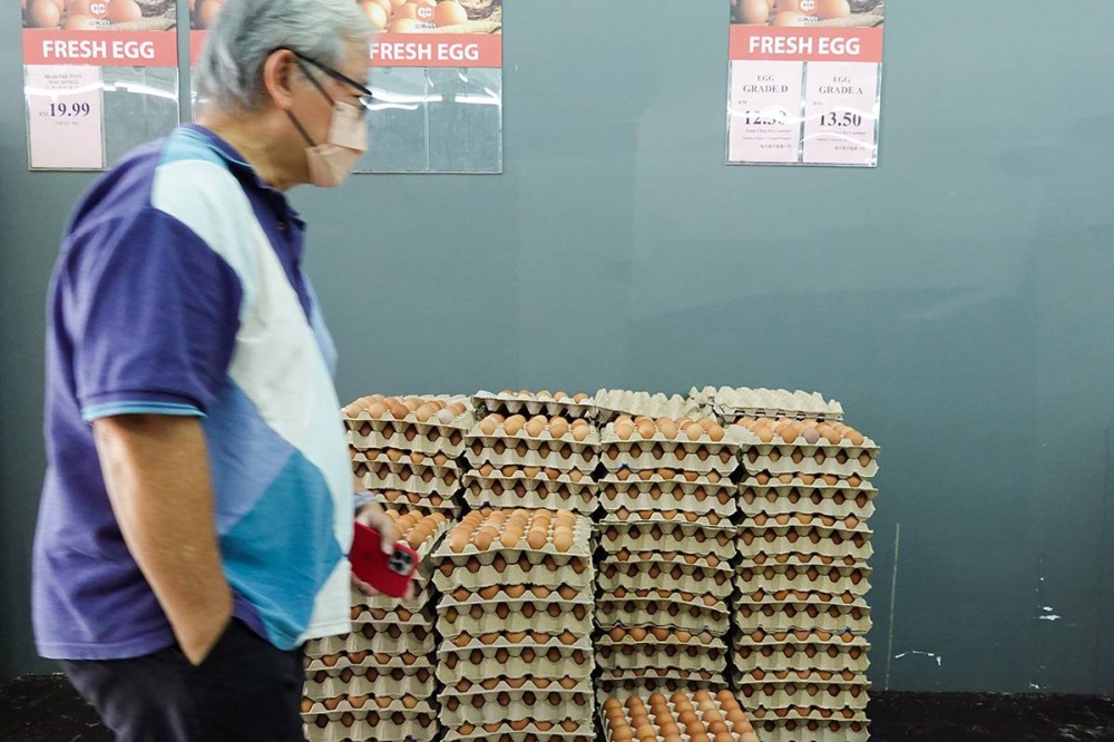 Trays of eggs are seen for sale in Shah Alam December 7, 2022. —  Picture by Miera Zulyana