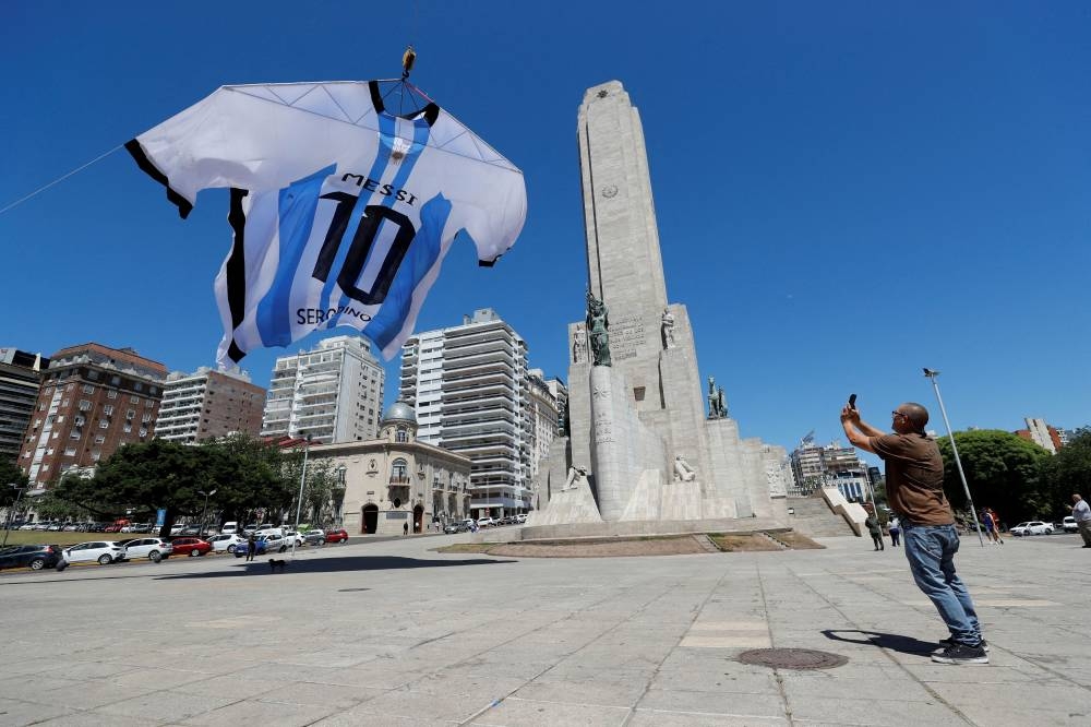 An-18-metre long Argentina shirt featuring football star Lionel Messi's surname is displayed at the Monumento a la Bandera (The National Flag Memorial), in Rosario, Argentina, December 16, 2022. ― Reuters pix