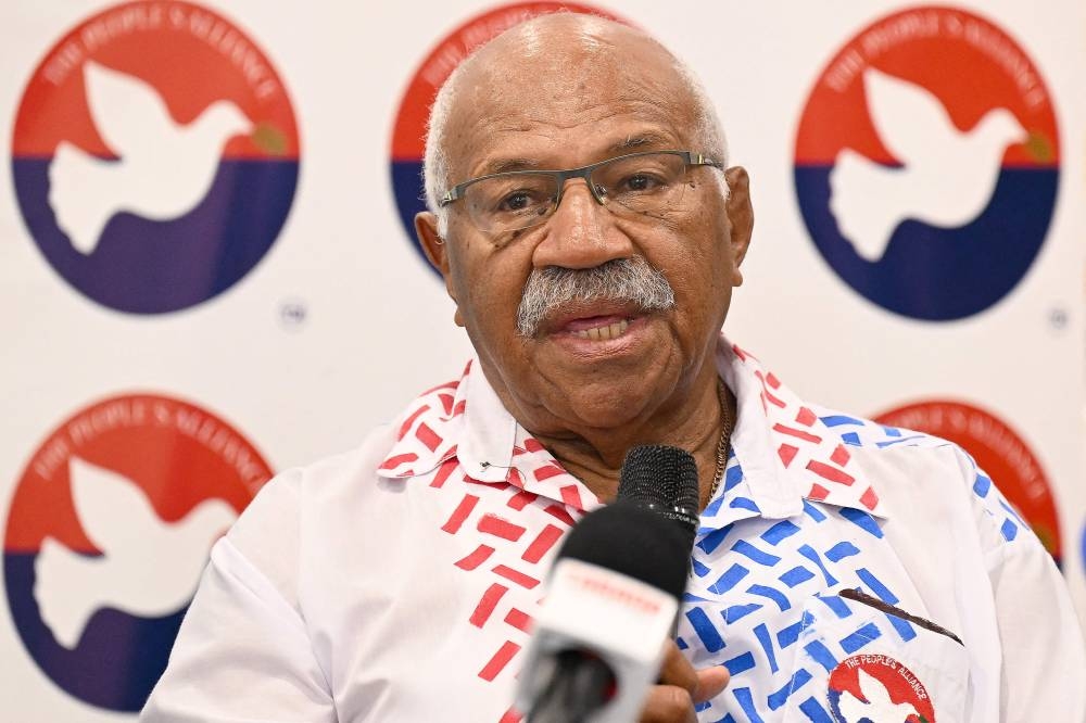 People's Alliance party leader Sitiveni Rabuka attends a joint press conference with leaders of the opposition parties in Suva December 17, 2022. — AFP pic