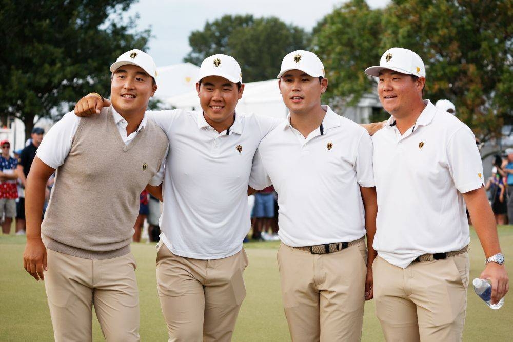 Koreans KH Lee, Tom Kim, Si Woo Kim and Sungjae Im at the Presidents Cup. — Picture via Getty Images 