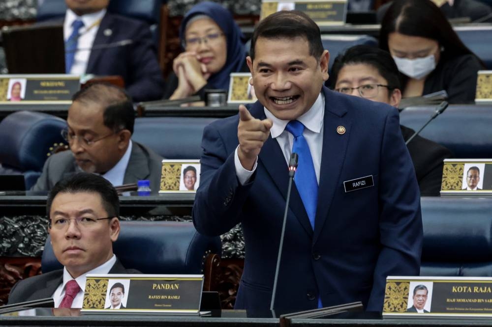 Minister of Economy Mohd Rafizi Ramli speaks during the First Meeting of the First Session of the 15th Parliament in Parliament House, Kuala Lumpur December 19, 2022. — Bernama pic
