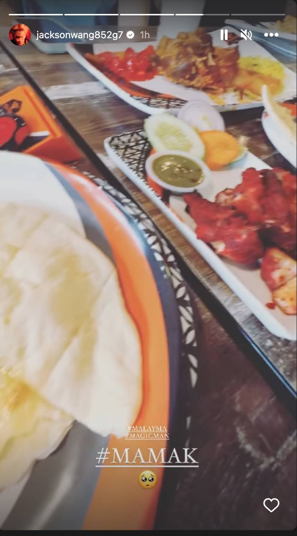 Wang also just posted that he managed to test out a local 'mamak' restaurant. — Instagram/jacksonwang852g7