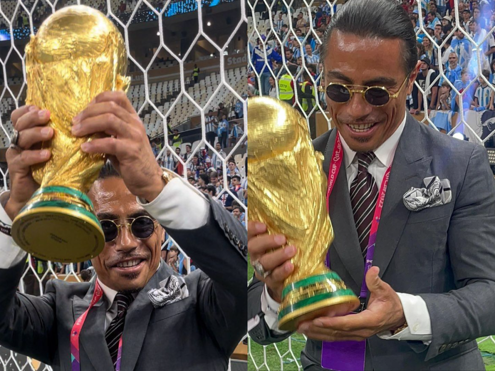 Turkish chef Salt Bae or his real name Nusret Gökçe broke Fifa guidelines by holding the iconic World Cup trophy. — Picture via Instagram/ Nusr_et