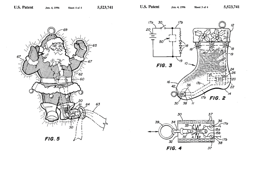 Santa detector device comes in a stocking to alert the arrival of Santa Claus. — Picture from patent.google