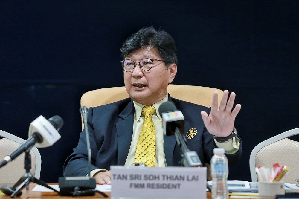Federation of Malaysian Manufacturers (FMM) president Tan Sri Soh Thian Lai said the group stands firm that a single agency handling the entire foreign workers employment process from end-to-end (recruitment to repatriation) via a single online system is key to ensuring clarity/transparency and greater efficiency of the system and improving investor confidence. — Picture by Ahmad Zamzahuri