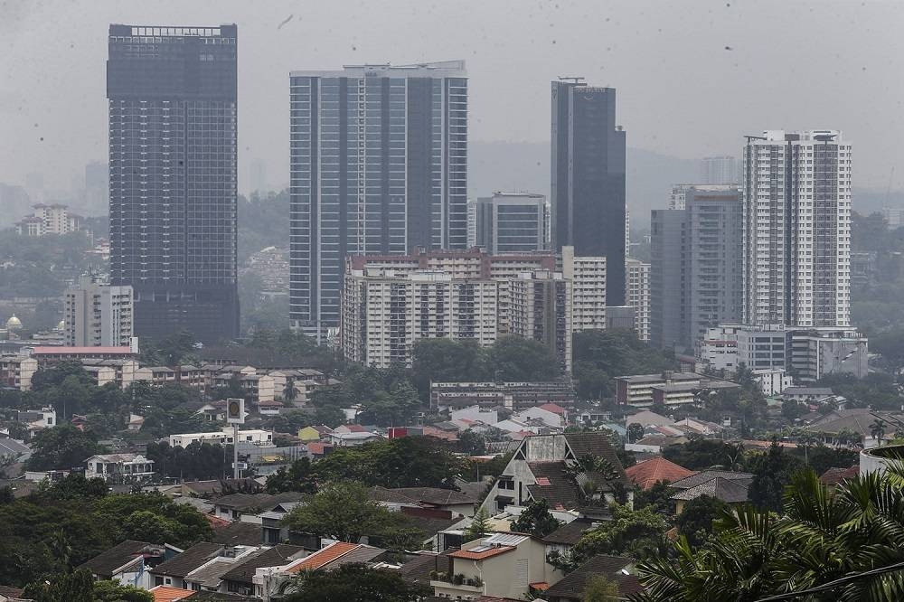 A general view of office blocks and condominiums in the Bangsar area in Kuala Lumpur. — Picture by Hari Anggara