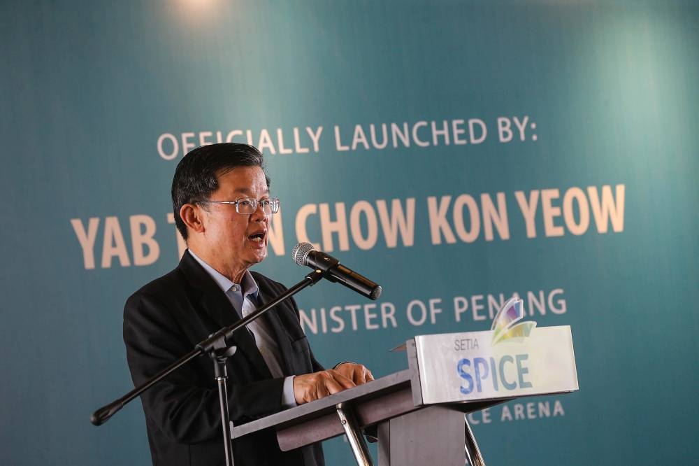 Penang Chief Minister Chow Kon Yeow delivers his speech during the launch of the TLM Food and Beverages Expo here at SPICE Arena July 1, 2022. — Picture by Sayuti Zainudin