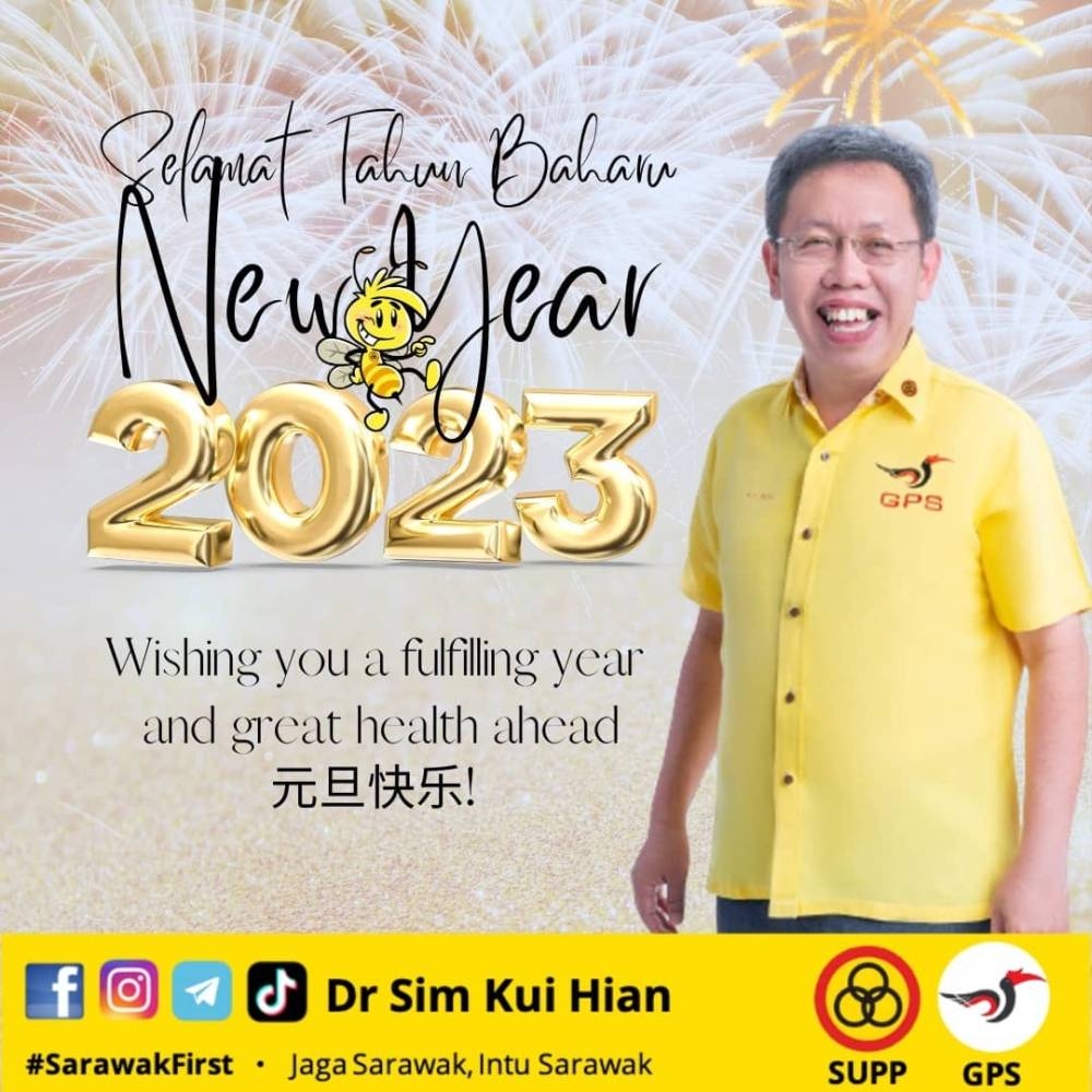 Dr Sim extends his new year greetings to all Sarawakians regardless of their locations. — Picture via Borneo Post 