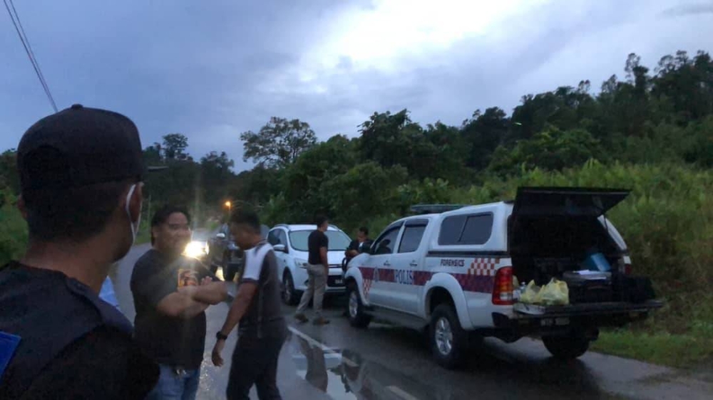A police photo shows the area where the child’s body was found. ― Borneo Post pic