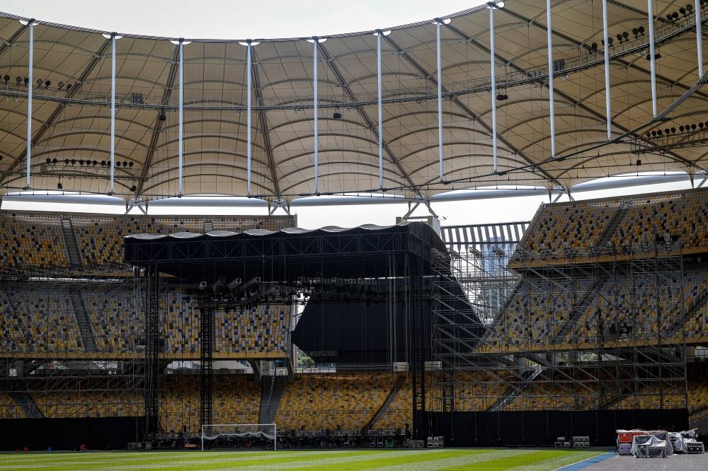 The southern stand of the Bukit Jalil National Stadium has been cordoned off to let organisers prepare an international-scale concert stage where popular Taiwanese singer Jay Chou is to perform as part of a world tour January 6, 2023. — Bernama pic