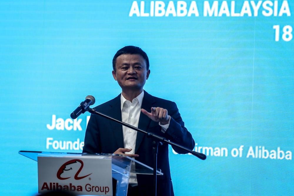 File photo of founder and executive chairman of Alibaba Group, Jack Ma, speaking at the opening of its first office in South East Asia located in Malaysia in UOA Corporate, Bangsar South City, KL. — Picture by Hari Anggara.