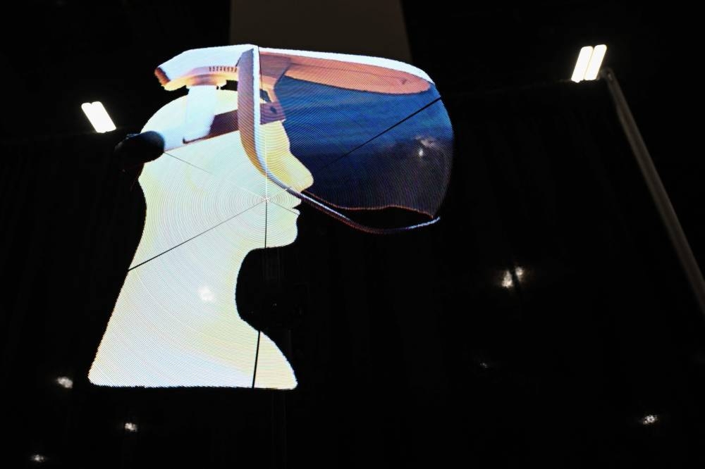 A projection designed by the French startup SocialDream shows Dreamsense, a mixed reality headset prototype to stimulate the memory of Alzheimers patients with immersive videos, is displayed during CES Unveiled, ahead of the Consumer Electronics Show (CES), in Las Vegas, Nevada, on January 3, 2023. — AFP pic