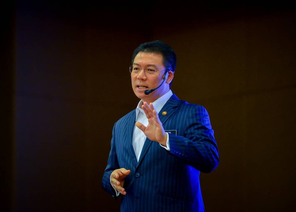 Local Government Development Minister Nga Kor Ming speaks at the ministry’s New Year’s Message 2023 hybrid ceremony in Putrajaya January 9, 2023. — Bernama pic