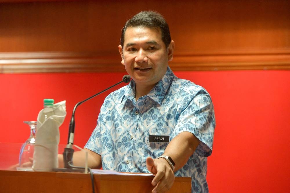 Economy Minister Rafizi Ramli speaks during the launch of open data platform OpenDOSM: Next Gen in Putrajaya January 12, 2023. ― Picture by Shafwan Zaidon