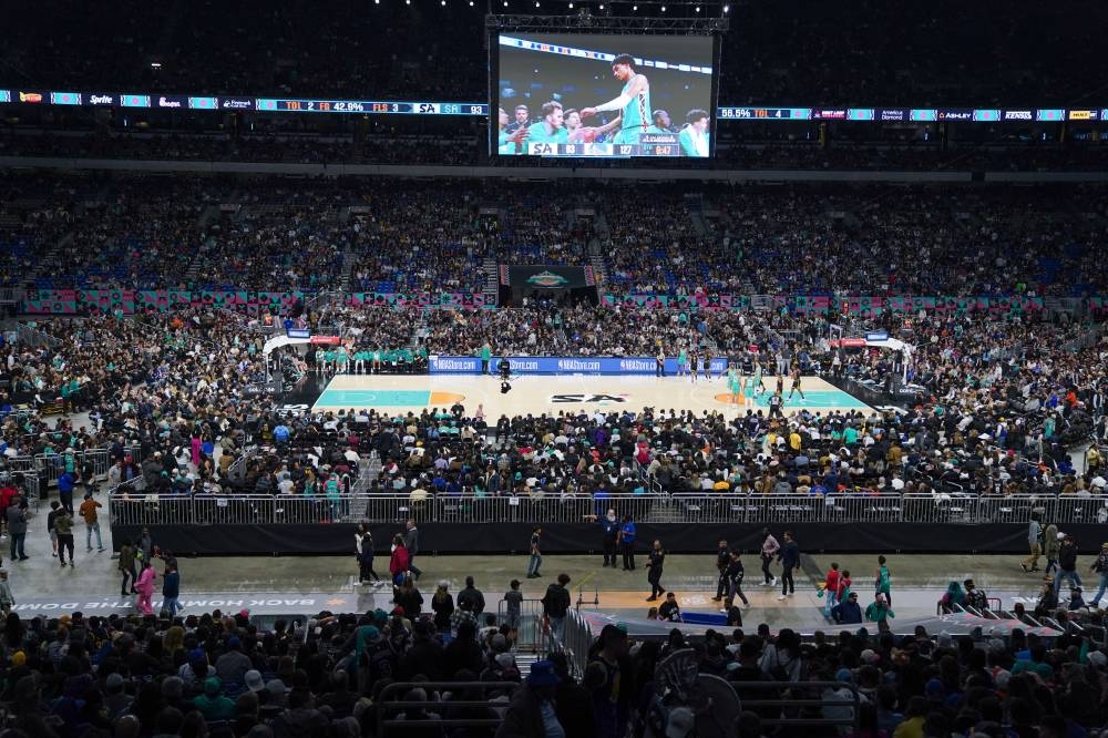 A view of the court during the game between the Golden State Warriors and the San Antonio Spurs at the Alamodome in San Antonio, Texas January 14, 2023. ― Daniel Dunn-USA TODAY Sports via Reuters