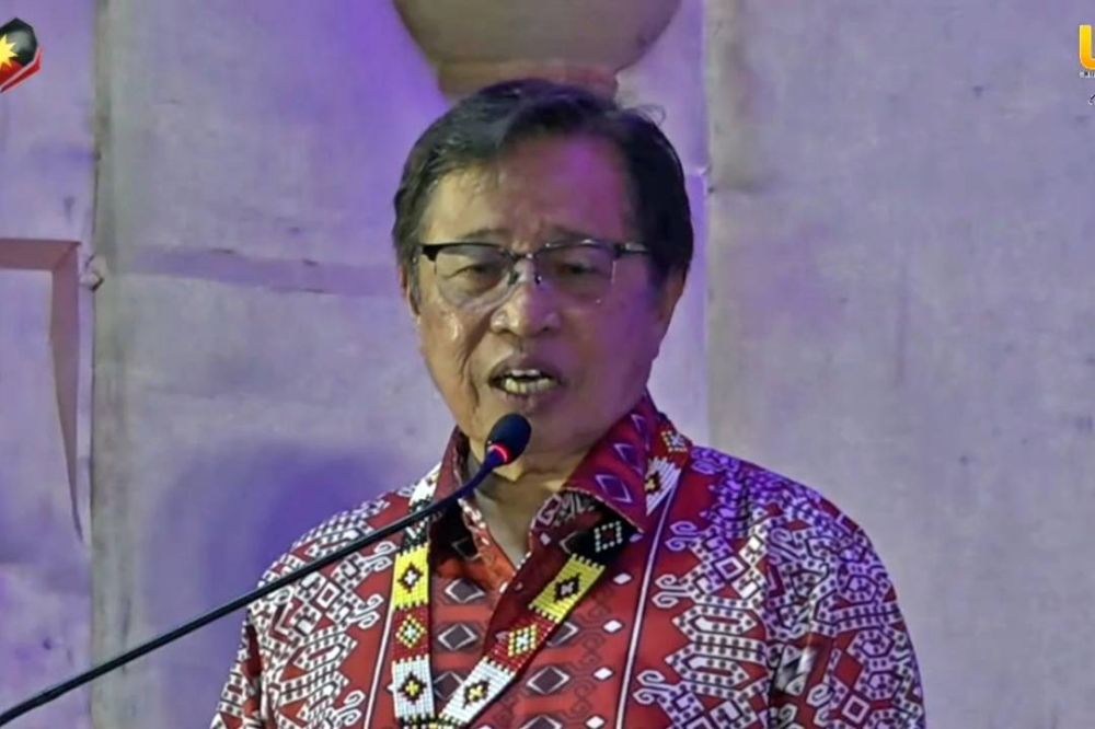 Abang Johari speaking at the opening ceremony of Bidayuh Cultural Village (BCV) at Redeems Centre in Singai, Bau. — Screengrab via Facebook/Sarawak Public Communications Unit via Borneo Post