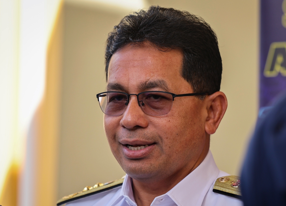 Director General of Defence Cyber & Electromagnetic Rear Admiral Datuk Ts. Shamsuddin Ludin during a press conference after launching the Satellite Awareness Day 2023 at Defense Cyber ​​and Electromagnetic Division Binary Auditorium, Haigate Malaysian Armed Forces (ATM) Complex in Kuala Lumpur January 17, 2023. — Bernama pic