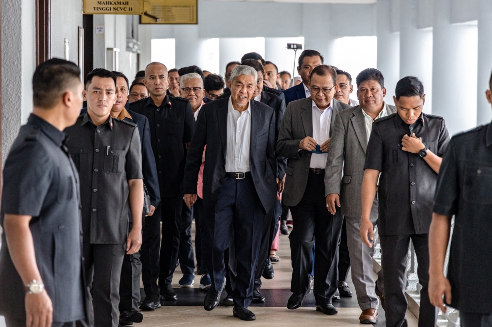 Deputy Prime Minister Datuk Seri Ahmad Zahid Hamidi is pictured the Kuala Lumpur Court Complex, in Kuala Lumpur January 16, 2023. — Picture by Firdaus Latif