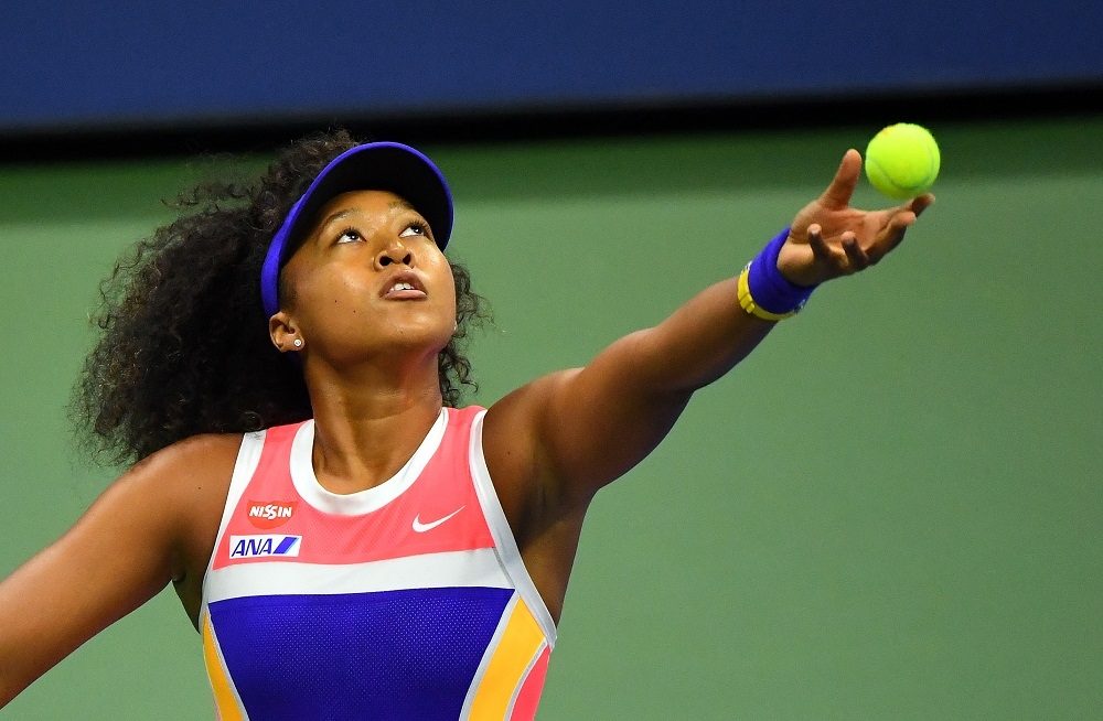 File photo of Naomi Osaka serving the ball against Anett Kontaveit on day seven of the 2020 US Open tennis tournament in New York September 6, 2020.. ― AFP pic
