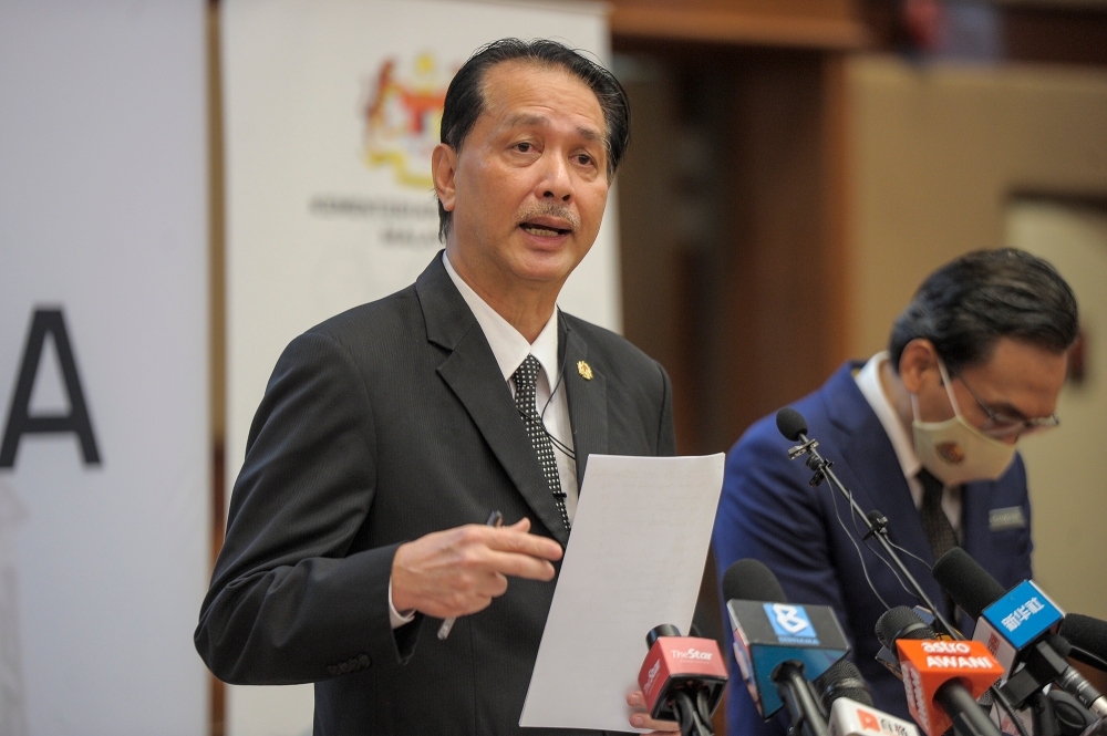 Health director-general Tan Sri Dr Noor Hisham Abdullah speaks during a press conference at the Ministry of Health in Putrajaya October 2, 2020. — Picture by Shafwan Zaidon