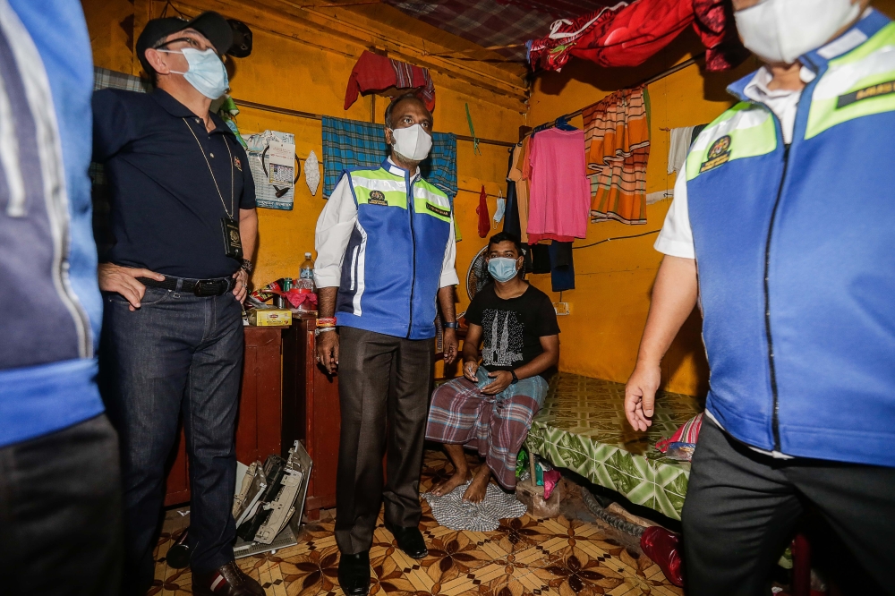 Human Resources Minister Datuk Seri V. Sivakumar during an operation to check on foreign workers' living conditions around Klang January 25, 2023. — Picture by Sayuti Zainudin