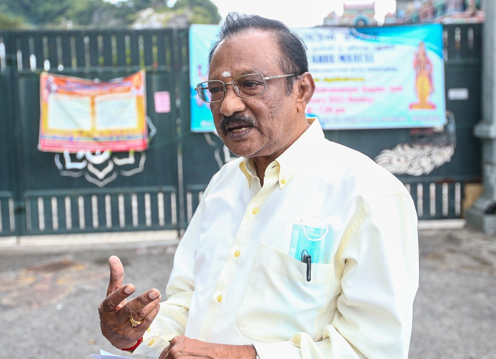 Ipoh Hindu Devasthana Paripalana Sabah president M. Vivekananda speaks to Malay Mail at the Kallumalai Arulmigu Subramaniar Temple at Gunung Cheroh, Ipoh January 27, 2023. — Picture by Farhan Najib