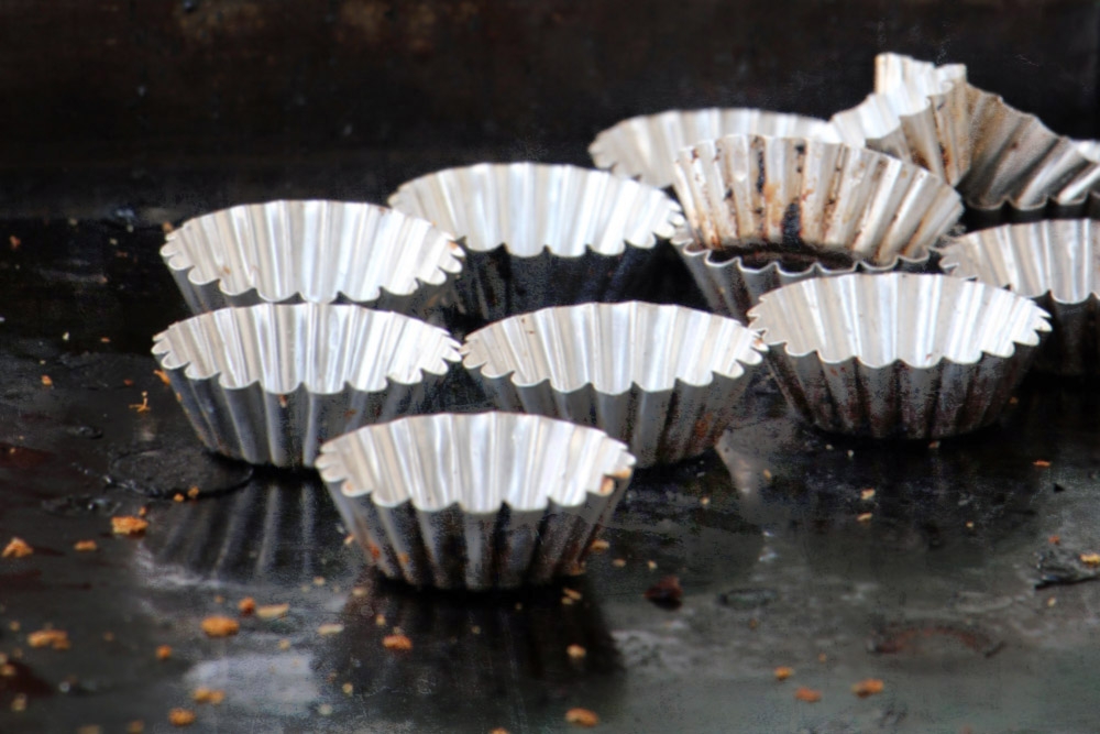 Empty moulds after a productive morning of baking.
