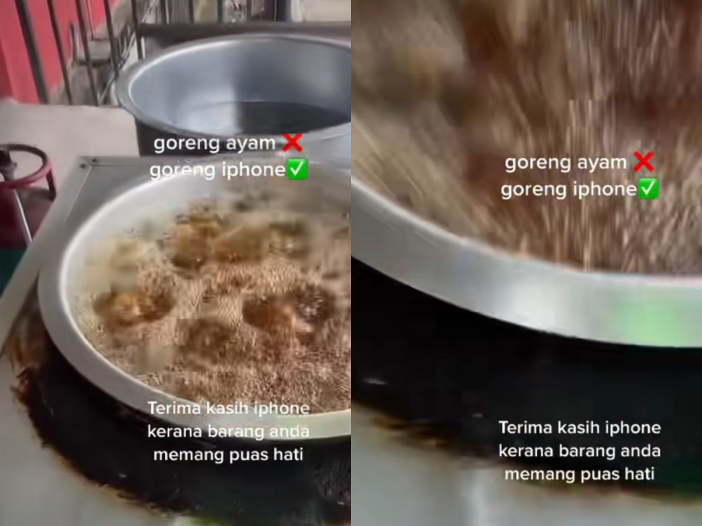 TikTok users were left amused after a local fried chicken seller accidentally captured what it's like being 'fried'. — Screenshot via TikTok/ Abey Ayam King's Paya Keladi