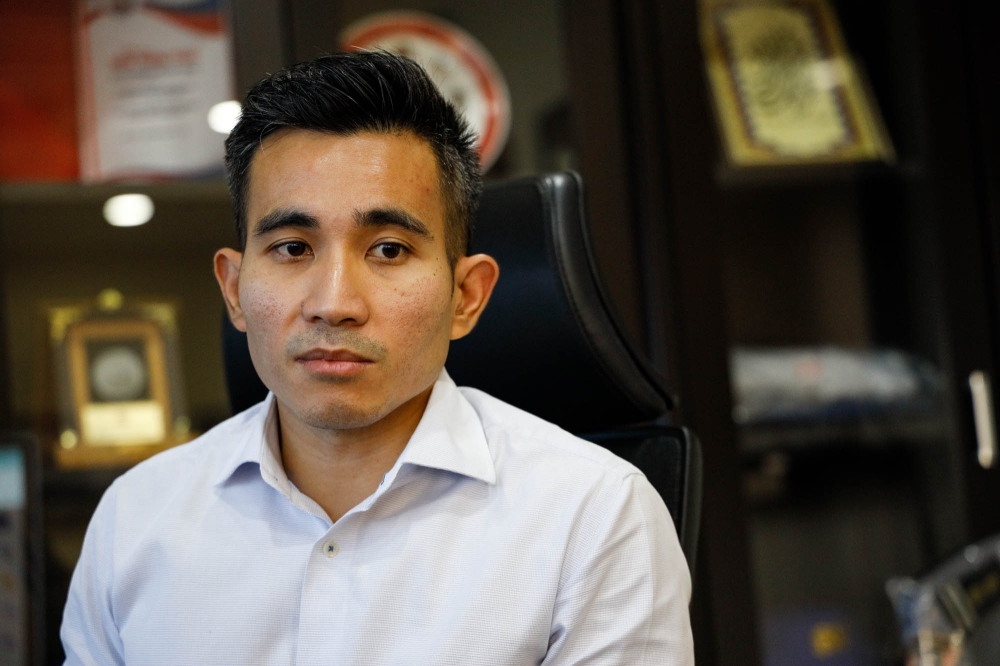 File picture shows Shahril Hamdan speaking to Malay Mail during an interview at Menara Dato Onn in Kuala Lumpur April 12, 2022. — Picture by Firdaus Latif 