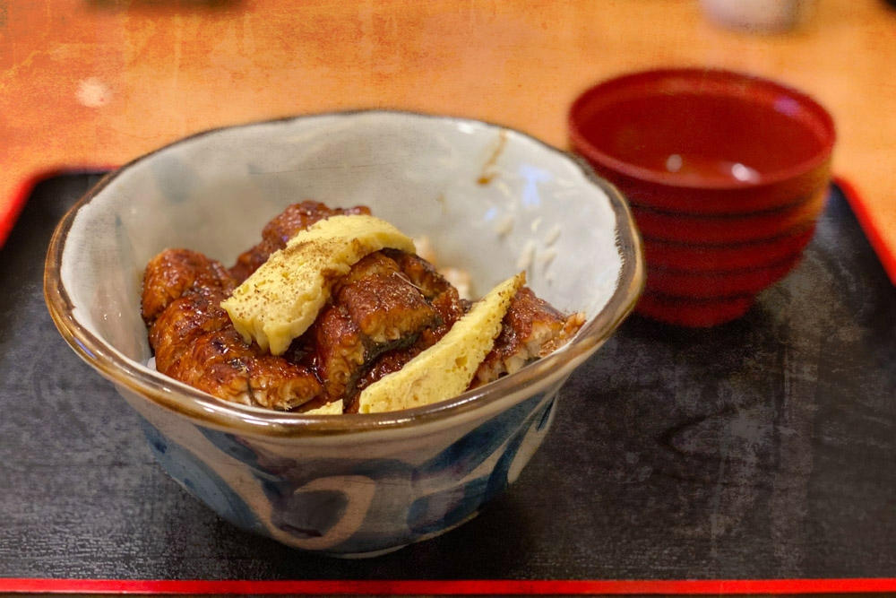 'Unadon' or rice topped with grilled eel.