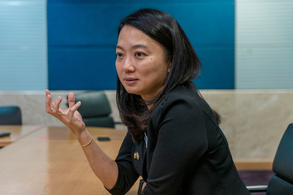 Youth and Sports Minister Hannah Yeoh speaks to Malay Mail during an interview session in Putrajaya January 30, 2023. — Picture by Shafwan Zaidon