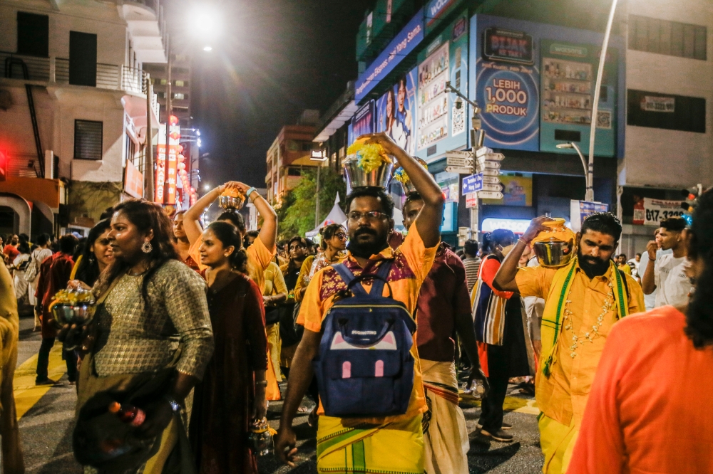 Hindu devotees take part in a procession for the Thaipusam festival in Kuala Lumpur February 4, 2023. — Picture by Hari Anggara