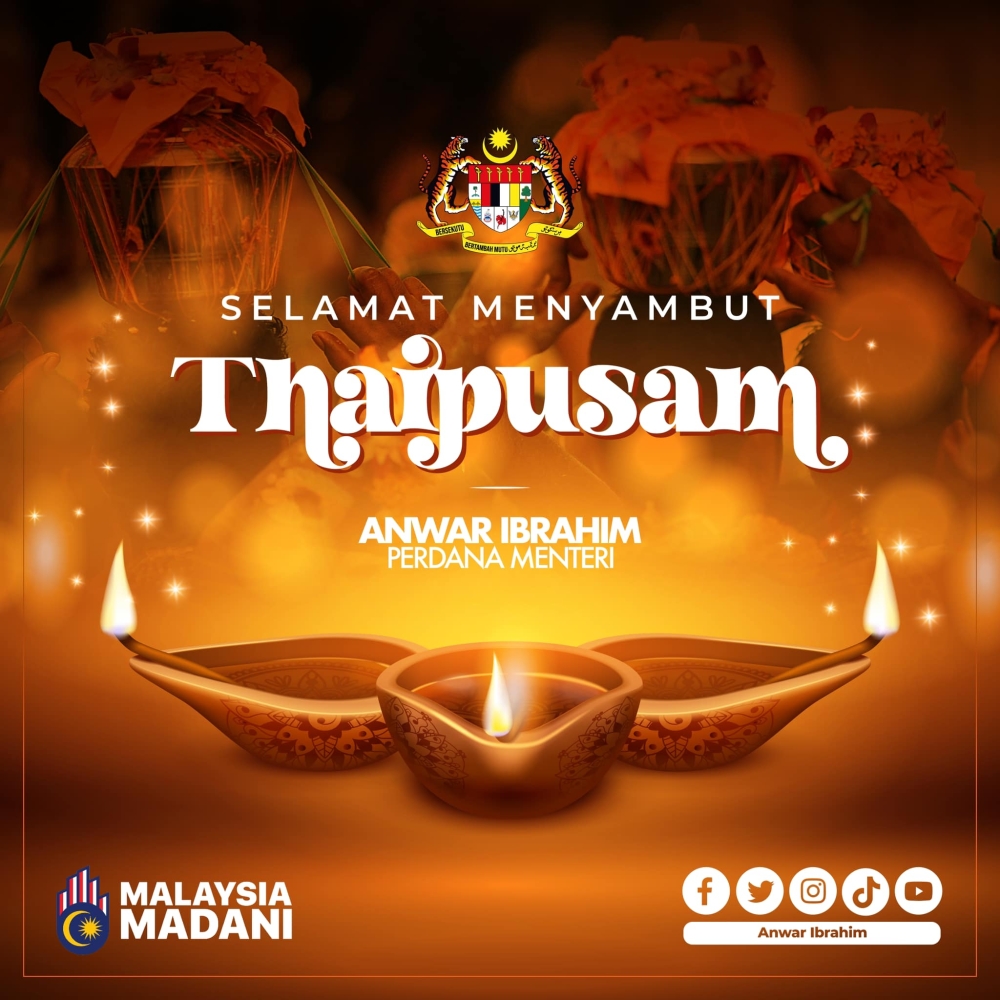 Prime Minister Datuk Seri Anwar Ibrahim today wished Hindus in Malaysia a Happy Thaipusam on a Facebook post. — Picture courtesy of Facebook/Anwar Ibrahim