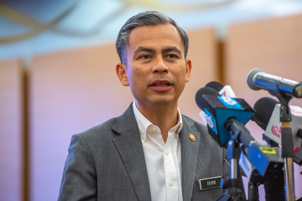 Communications and Digital Minister Fahmi Fadzil said the owner of the ‘Sam My’ Facebook account was found to have malicious intent and deliberately created a negative perception against the Prime Minister. — Picture by Shafwan Zaidon