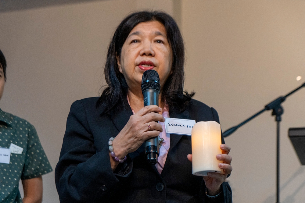Raymond Koh’s wife, Susanna Liew delivers her speech during the 6th Anniversary, Remembering Raymond Koh at Council of Churches Malaysia in Petaling Jaya, 12 February 2023. — Picture by Shafwan Zaidon