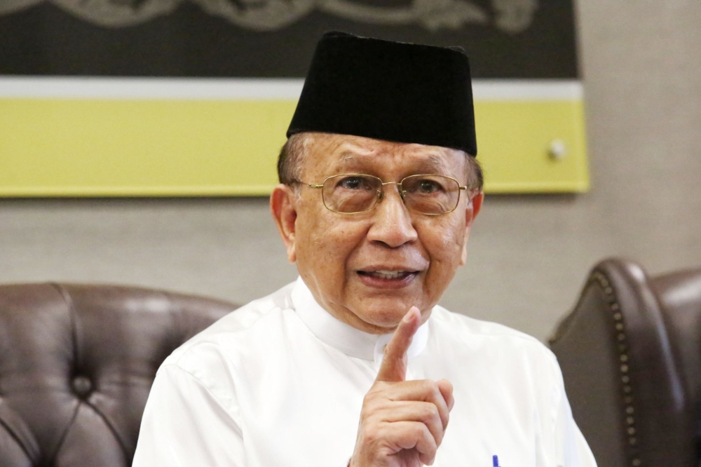 Dewan Negara president Tan Sri Dr Rais Yatim speaks in Parliament in this January 14, 2022 file photograph. — Picture by Choo Choy May