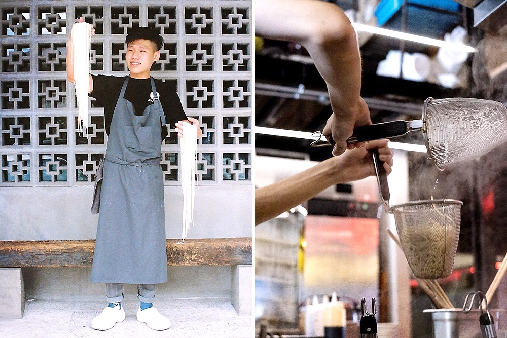 Making noodles from scratch and cooking them with love.