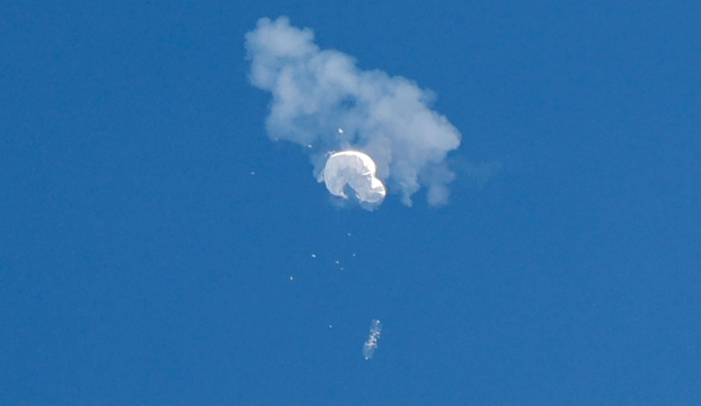 File photo of the suspected Chinese spy balloon drifting to the ocean after being shot down off the coast in Surfside Beach, South Carolina, US February 4, 2023. — Reuters pic