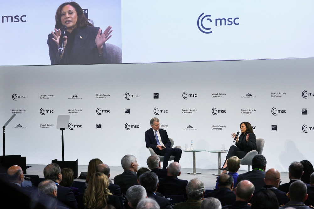 US Vice President Kamala Harris speaks, during the Munich Security Conference (MSC) in Munich, Germany February 18, 2023. — Reuters pic