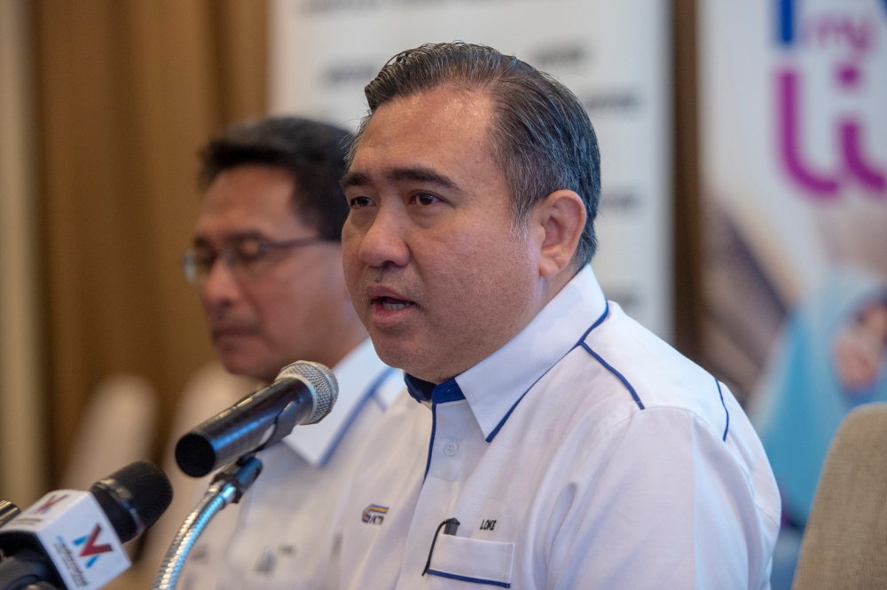 Transport Minister Anthony Loke speaks to the media during a press conference on the free-ride pass for school children and the disabled on the Timuran Shuttle service and KTM Komuter Klang Valley and North sector at KL Sentral in Kuala Lumpur February 16, 2023. — Picture by Shafwan Zaidon