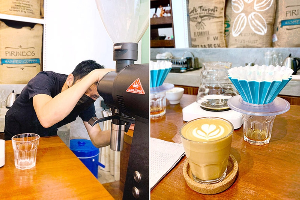 Sweet Blossom’s Ang Yeesiang making coffee.