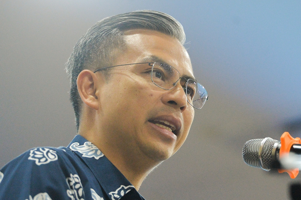 PKR information chief Fahmi Fadzil speaks during the 'Pemantapan Penerangan Keadilan Selangor' convention in Kelana Jaya February 26,2023. — Picture by Miera Zulyana