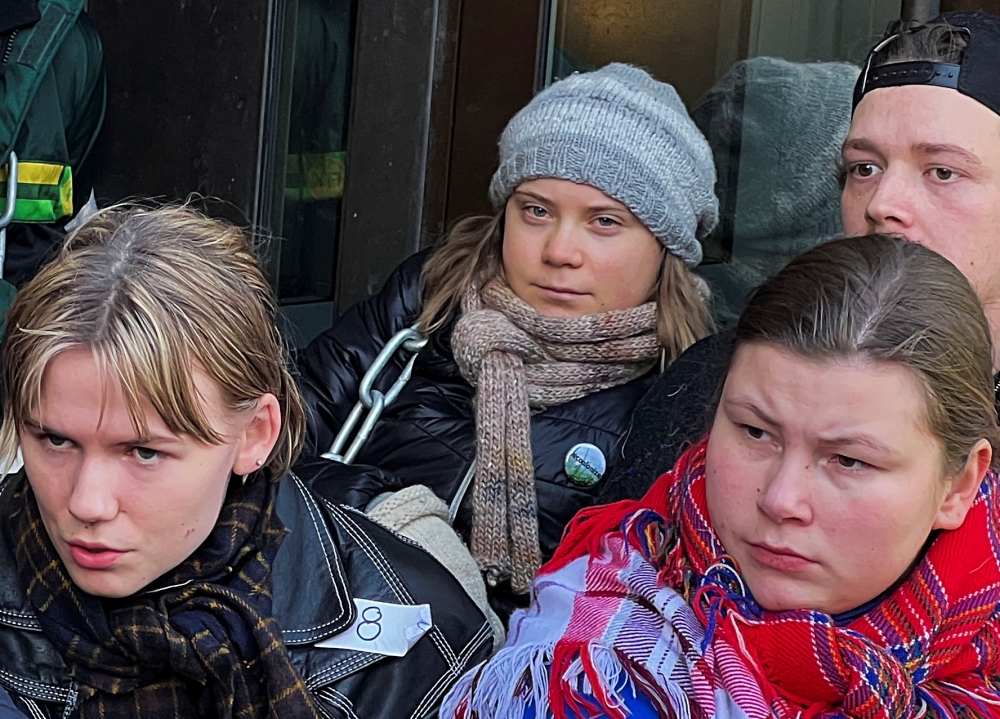 Environmental campaigner Greta Thunberg was one of the people detained at a demonstration in Oslo. — Reuters pic