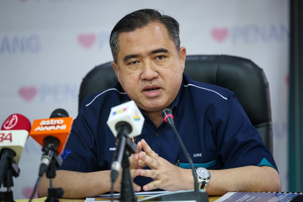 Transport Minister Anthony Loke speaks to the media during a press conference in George Town  March 1, 2023. — Bernama pic