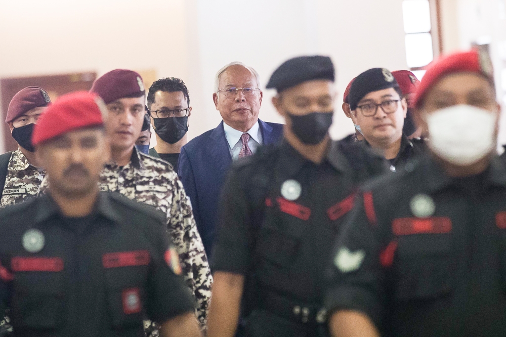 Datuk Seri Najib Razak is pictured at the Kuala Lumpur Court Complex March 2, 2023. ― Picture by Sayuti Zainudin